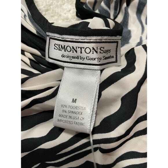 NWT George Simonton Says Womens Medium Zebra Long Sleeve Top Black Mob Wife QVC - Picture 6 of 13